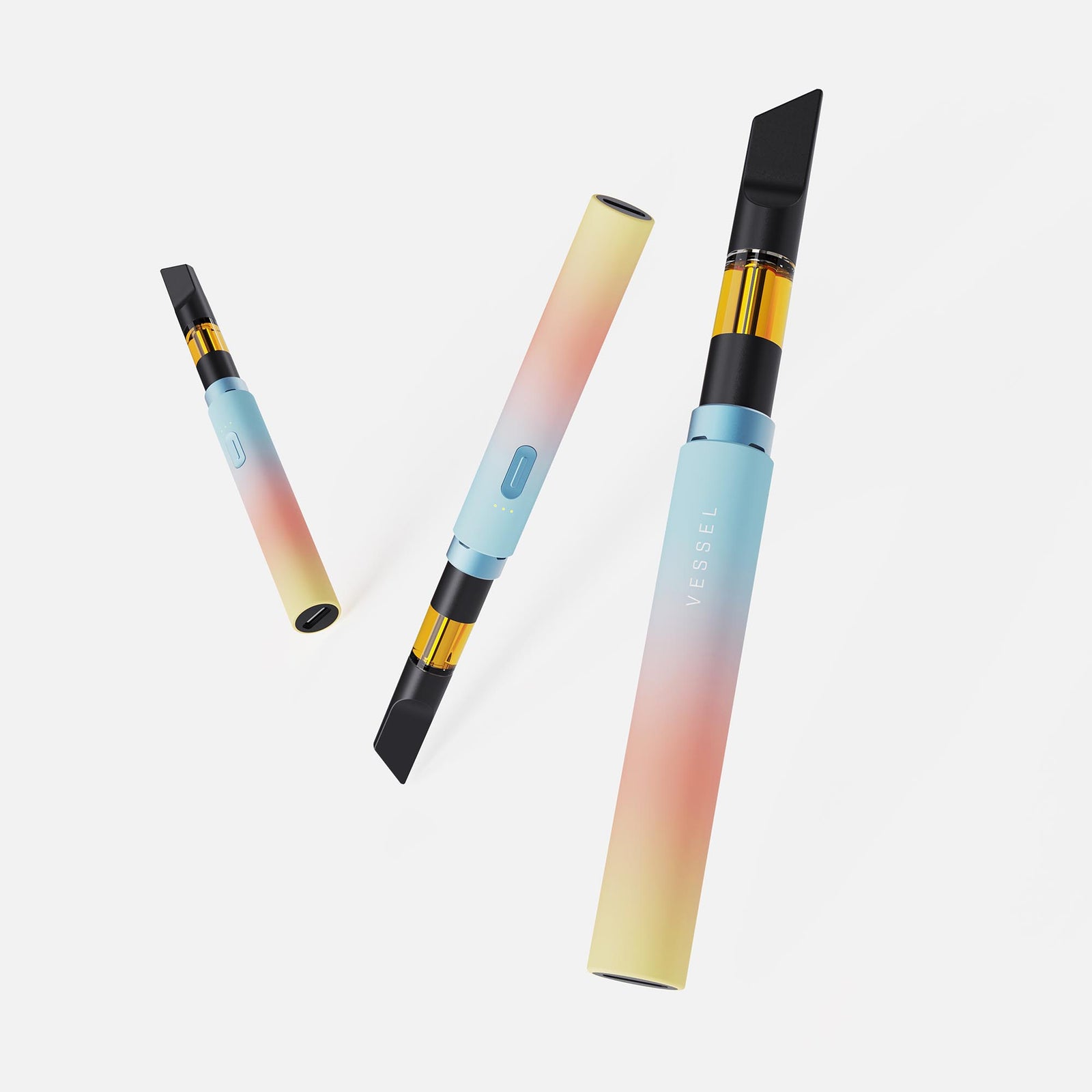 Vessel Core Soleil battery with cartridge attached, front view