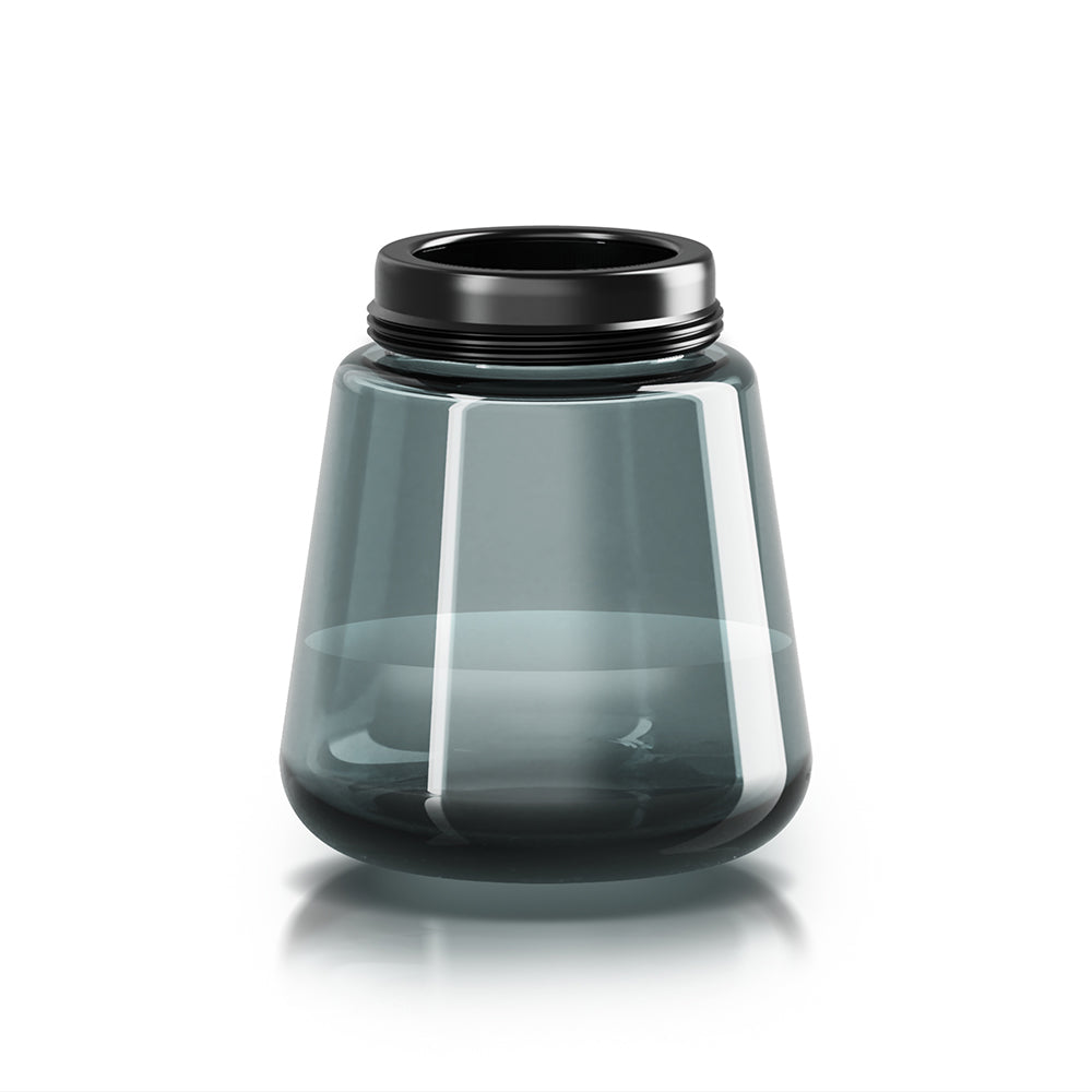 Element replacement glass basin made from black transparent borosilicate glass