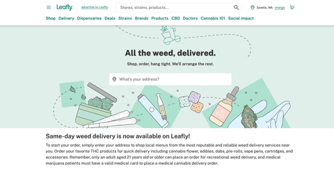Leafly weed delivery website
